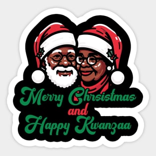 Black Santa Mrs Claus Couple Christmas Kwanzaa Sticker